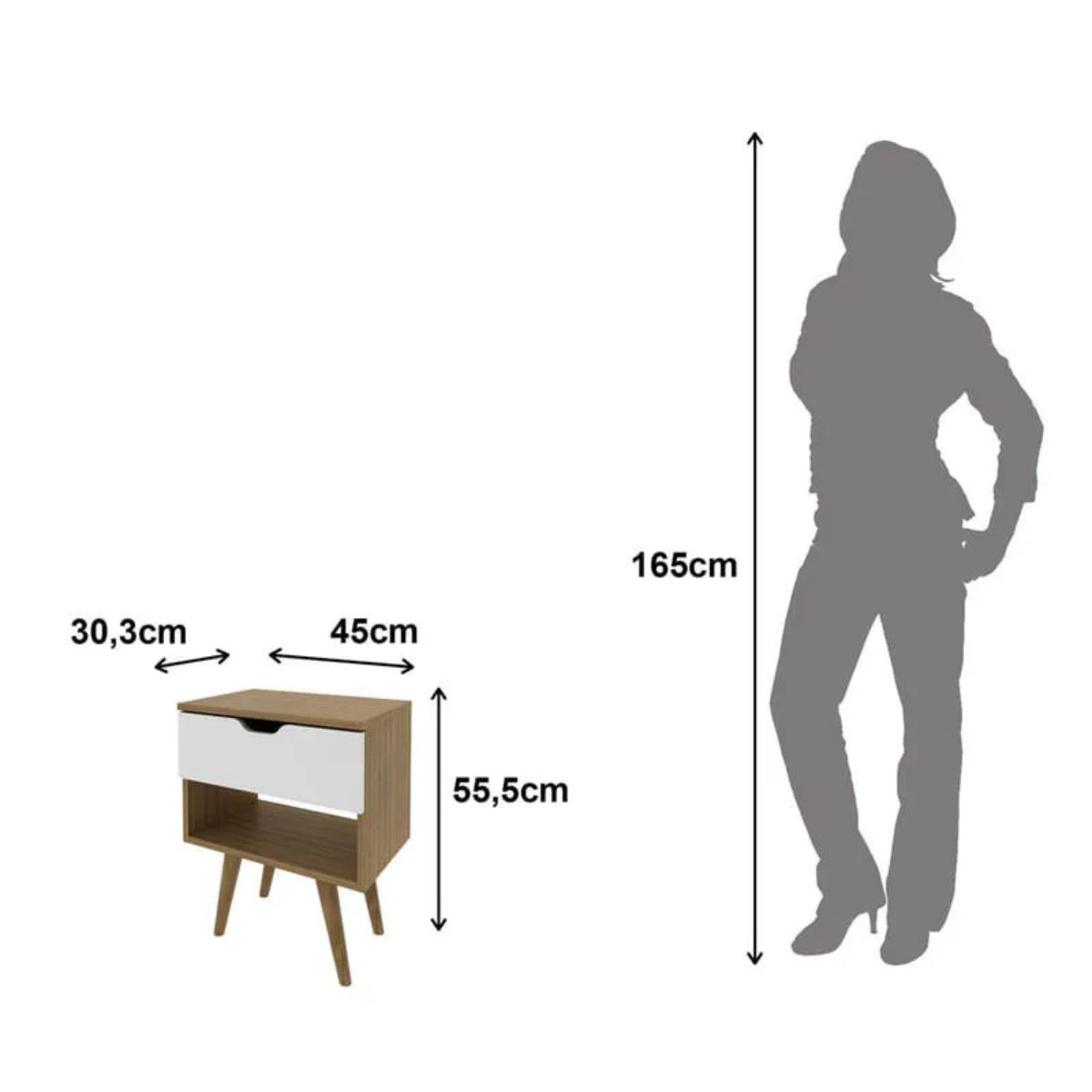 TECNOMOBILI - Velador 1 cajón Almendra/Blanco CM8028 Tecnomobili