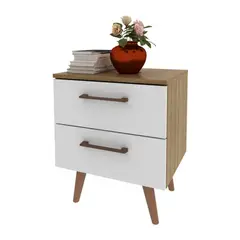 TECNOMOBILI - Velador 2 cajones Almendra/Blanco CM8024