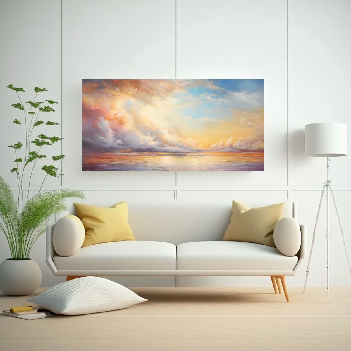 GENERICO - Lienzo De Tela Decoración Amanecer Con Arcoíris 80x40 Cm