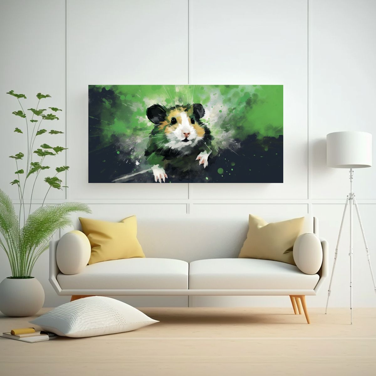 GENERICO - Cuadro Imagen Época A Hamsters En Tonos Verdes 100x50 Cm