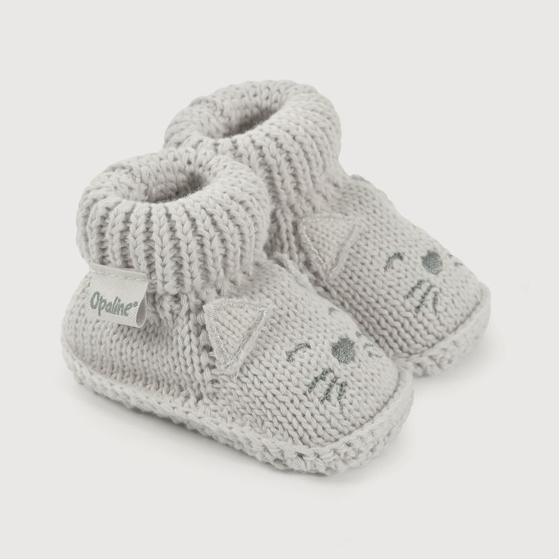 OPALINE - Pantufla bebé tejida gris de niño 40645 Talla única