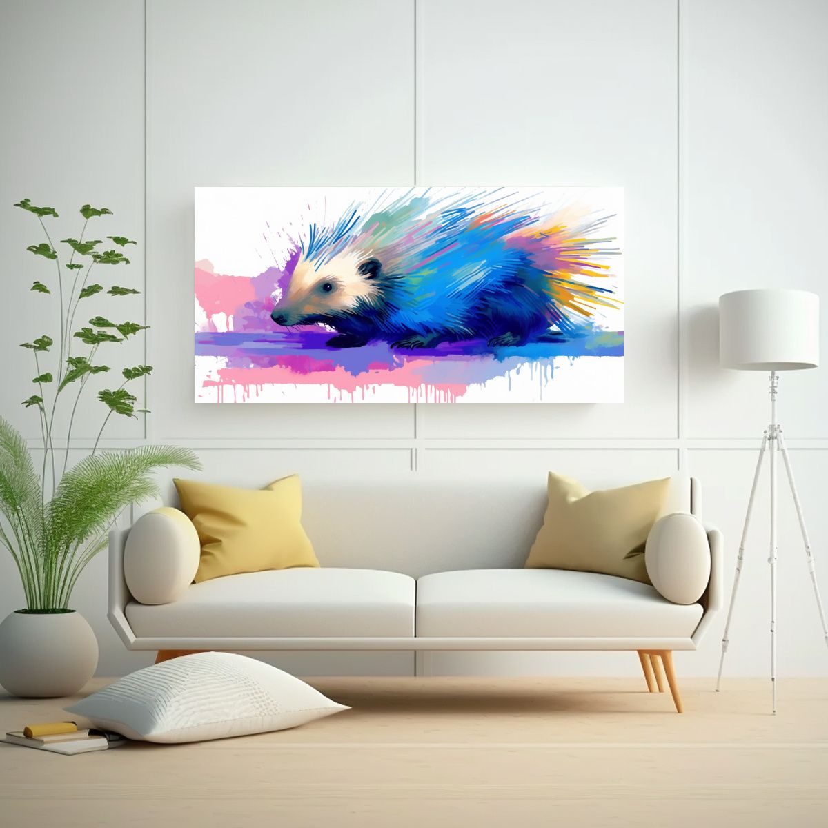 GENERICO - Cuadro Tela Patrón Porcupine En Tonos Suaves Y 80x40 Cm