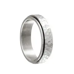 GOIA - Anillo Machacado giratorio 6mm Acero Inoxidable -Silver