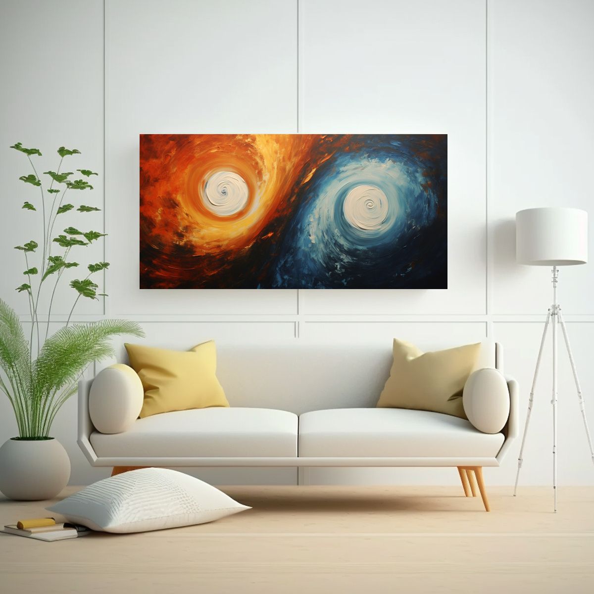 GENERICO - Cuadro Dibujo Luminosa Con Dos Remolinos De 100x50 Cm