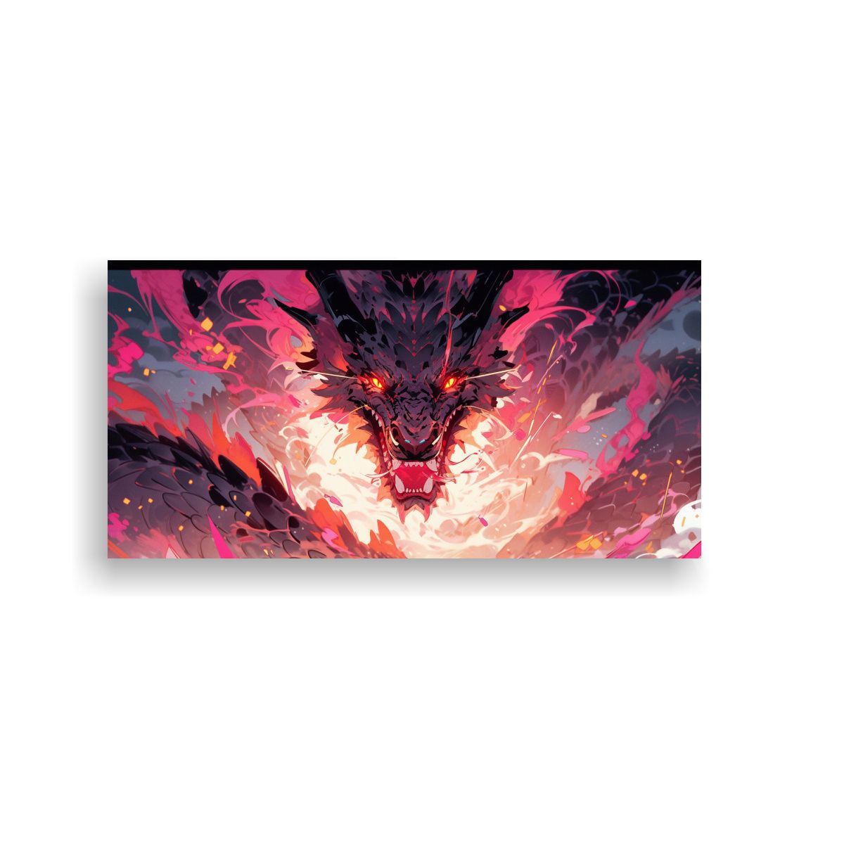 GENERICO - Cuadro Decorativo De Dragón En Colores Naranja Y 60x30 Cm