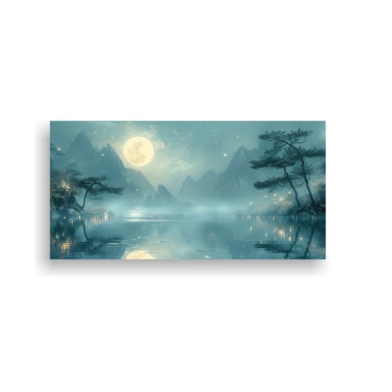 GENERICO - Cuadro Decorativo De Luna En Lienzo Inspiración 60x30 Cm