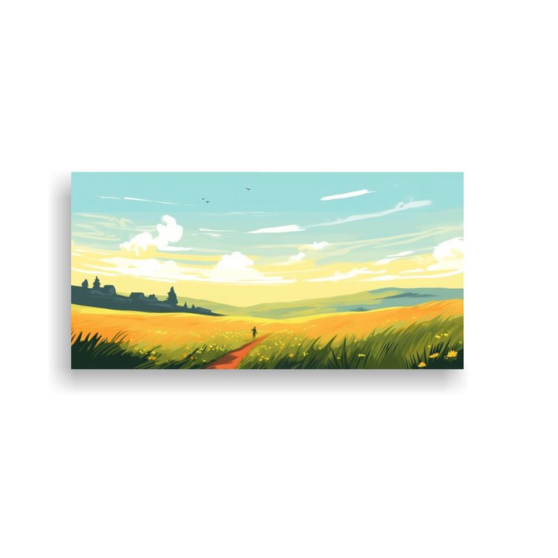 GENERICO - Pintura Decorativa Lienzo Tela Campo Anaranjado 80x40 Cm