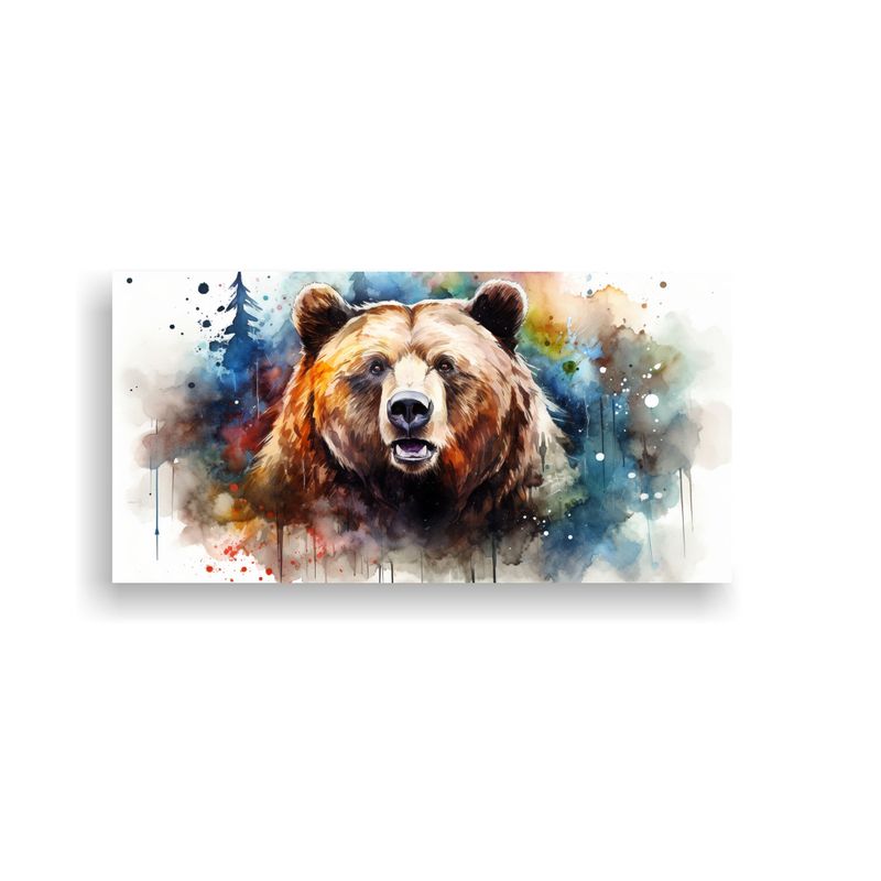 GENERICO - Cuadro Inspiración Armonía Colores Oso Acuarela 80x40 Cm