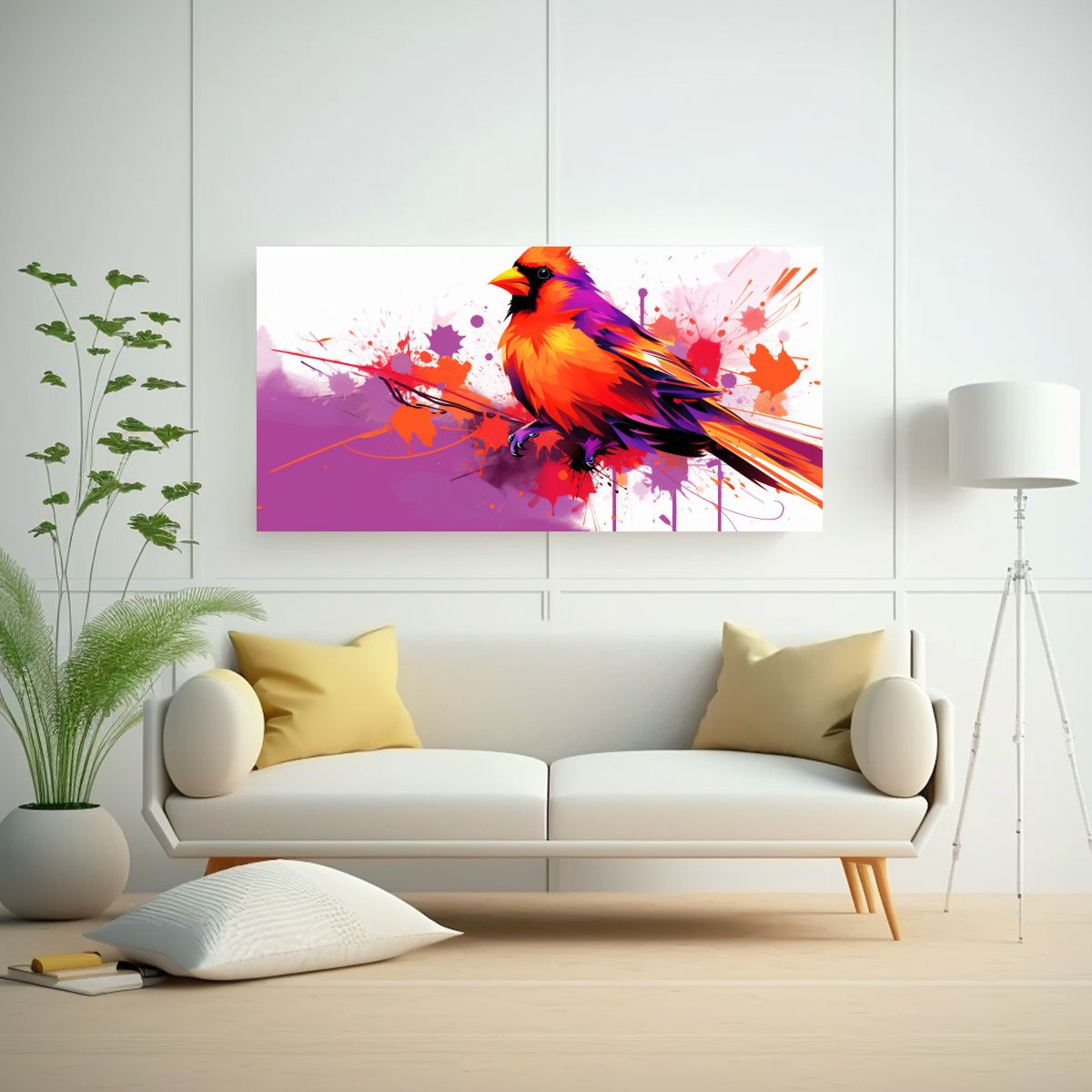 GENERICO - Cuadro Equilibrio Visual Cardenal En Púrpura Y 60x30 Cm