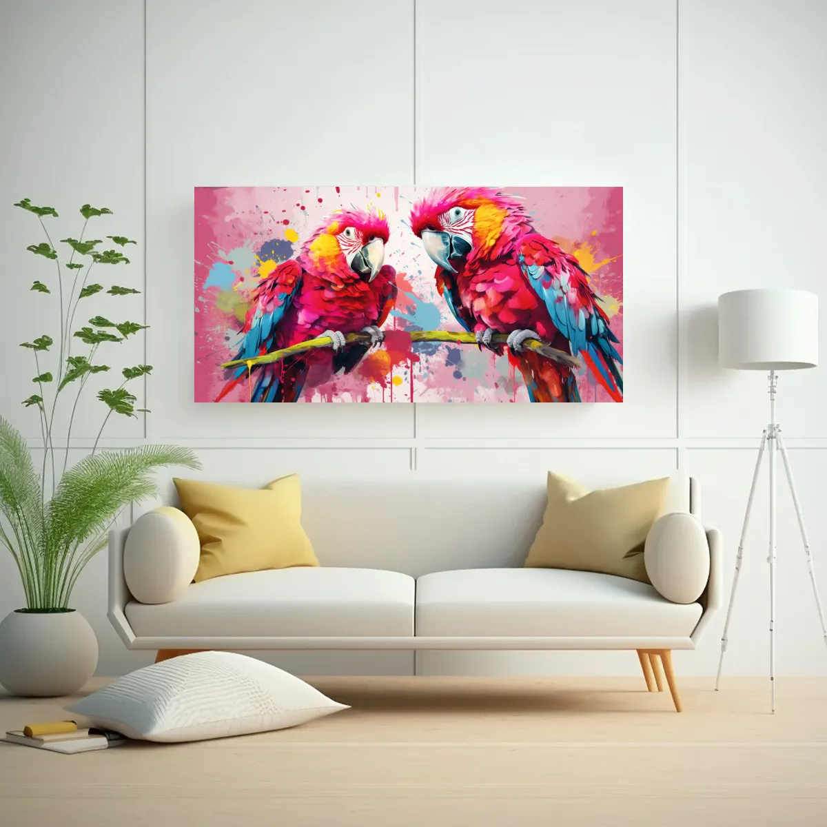 GENERICO - Lienzo Dibujo De Parrots En Colores Vibrantes Y 100x50 Cm