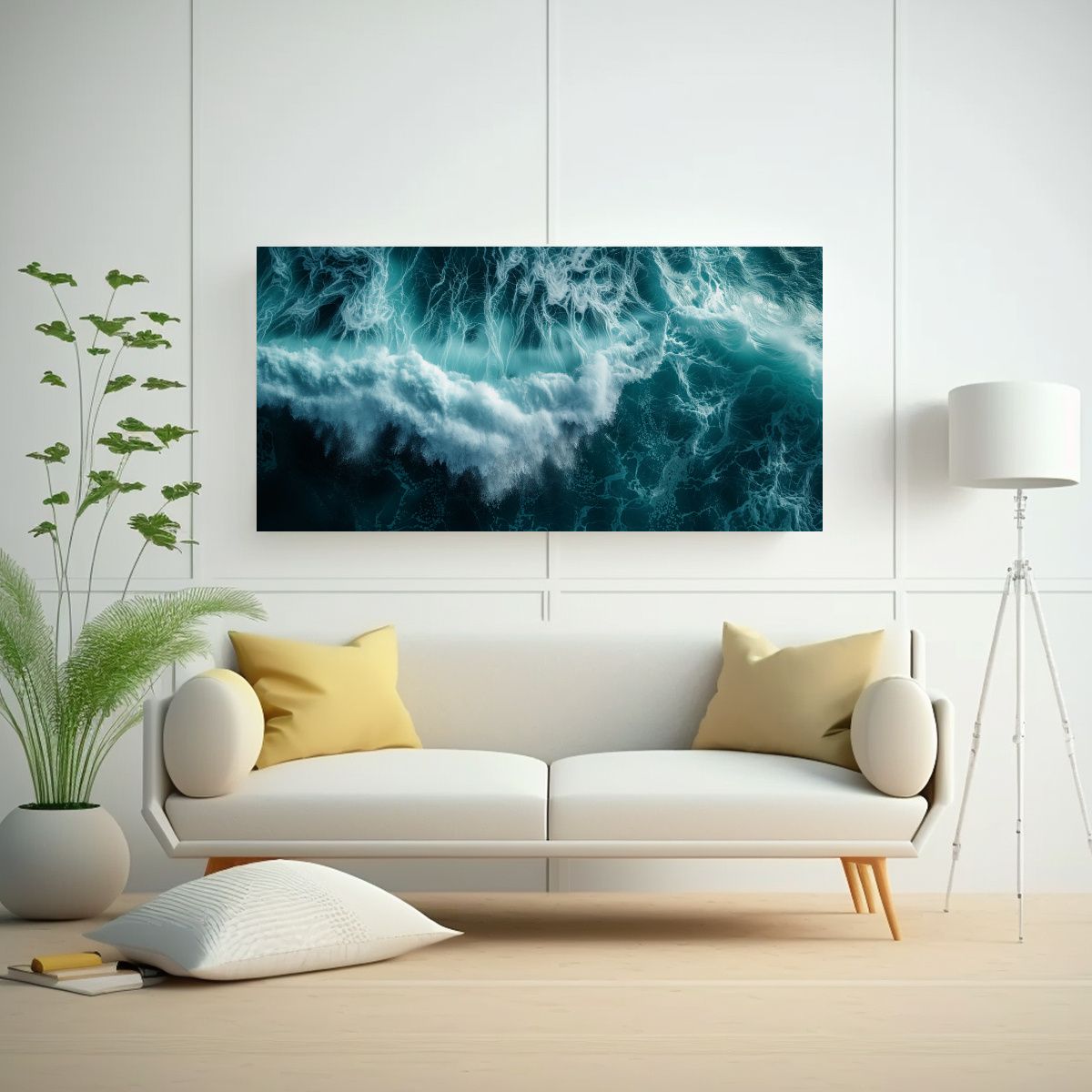 GENERICO - Pinturas De Pared Modernas Para Comedor Con Olas 80x40 Cm