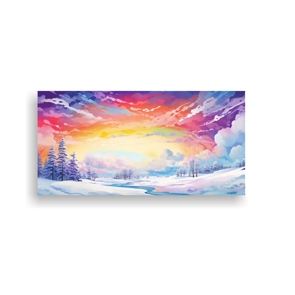 GENERICO - Paisaje Invernal Surrealista Con Colores Del 100x50 Cm