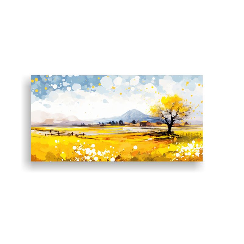 GENERICO - Paisaje Primaveral Con Colores Amarillos En Arte 100x50 Cm