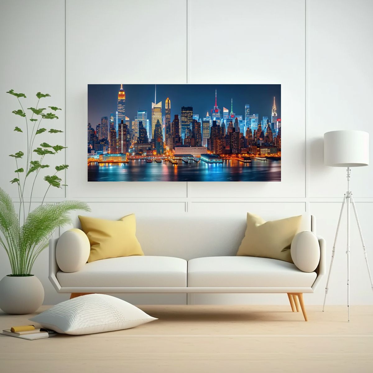 GENERICO - Cuadro Tela Estilo Galería Con Skyline De Nueva 80x40 Cm