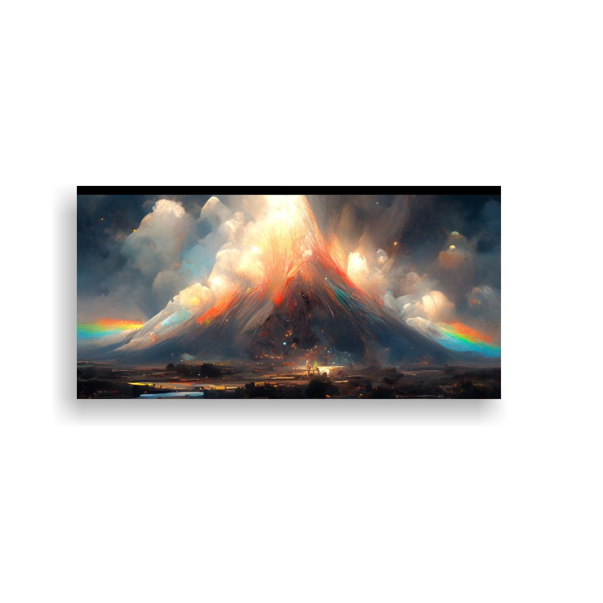 GENERICO - Pintura Abstracta De Volcán Con Colores 80x40 Cm