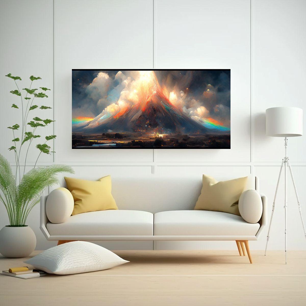 GENERICO - Pintura Abstracta De Volcán Con Colores 80x40 Cm