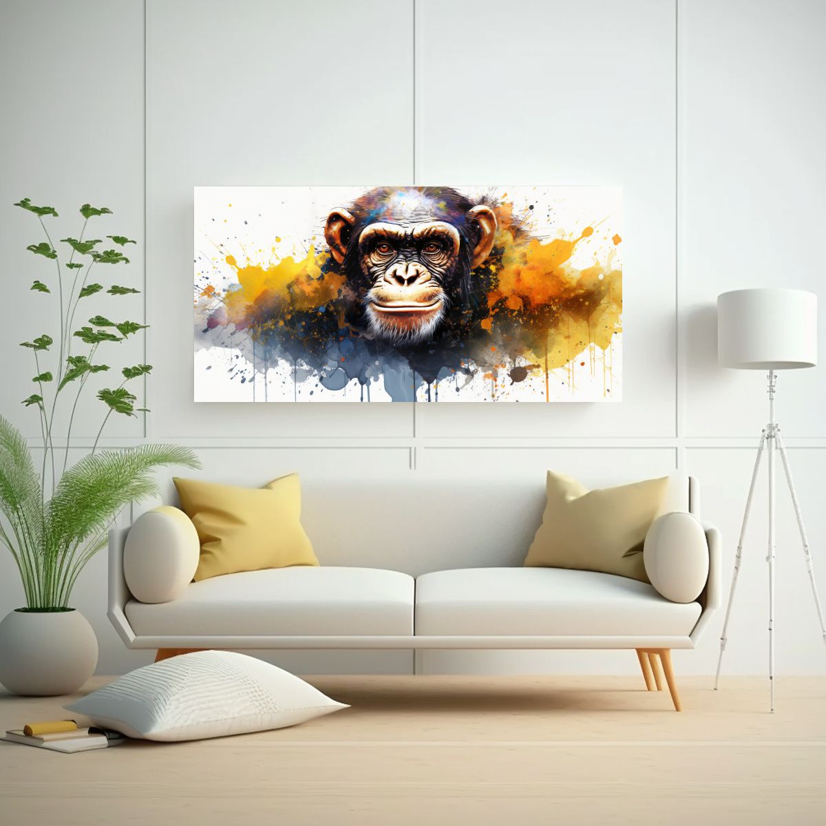 GENERICO - Pintura Estética De Chimpancé En Acuarela 100x50 Cm