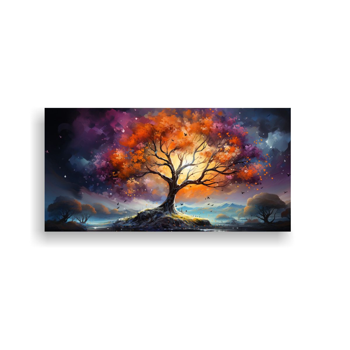 GENERICO - Pintura Abstracta De Un árbol Naranja En Colores 60x30 Cm