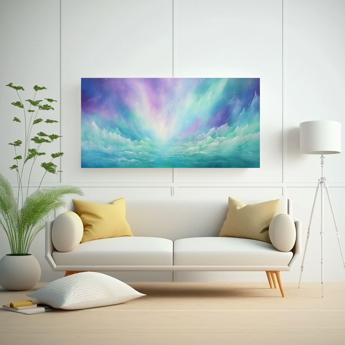 GENERICO - Pintura Abstracta Aurora Boreal Con Colores 80x40 Cm