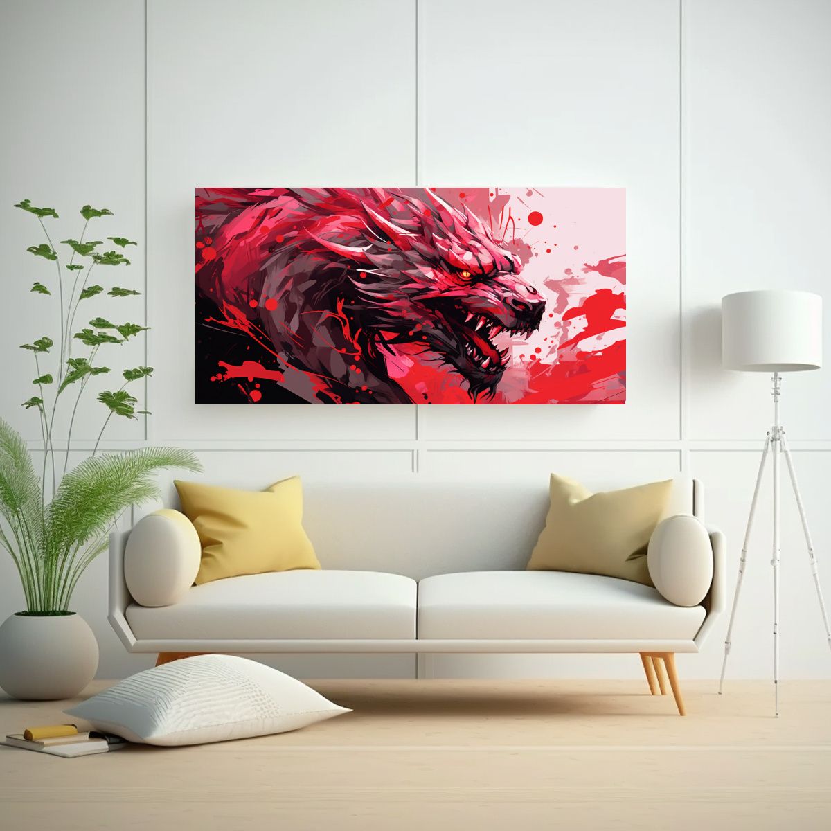 GENERICO - Cuadro Decorativo Estilo Dragón Rojo En 80x40 Cm