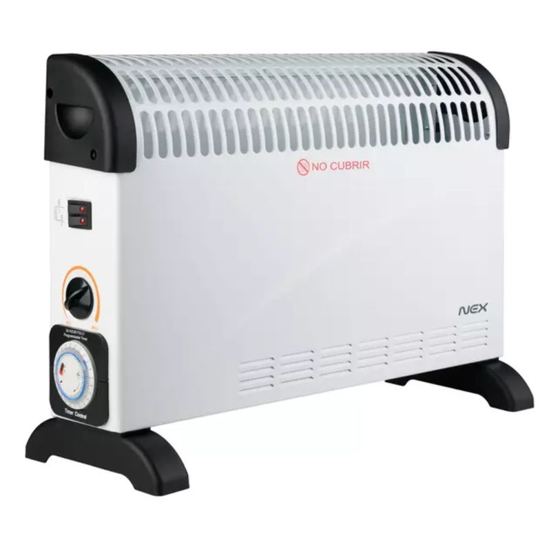 NEX - Estufa Convector Eléctrico con Timer 1800W  Calor Silencioso y Eficiente