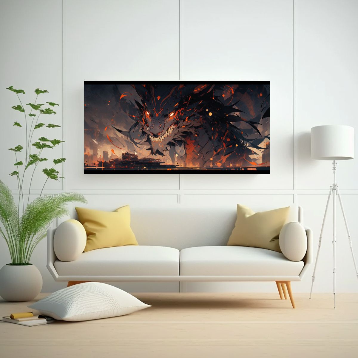 GENERICO - Cuadro Tema Cocina Dragon En Colores Vibrantes Y 100x50 Cm