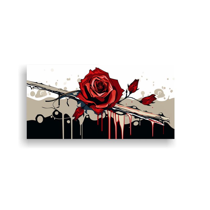 GENERICO - Pintura Lienzo Movimiento Exuberantes Rosa Sangre 100x50 Cm
