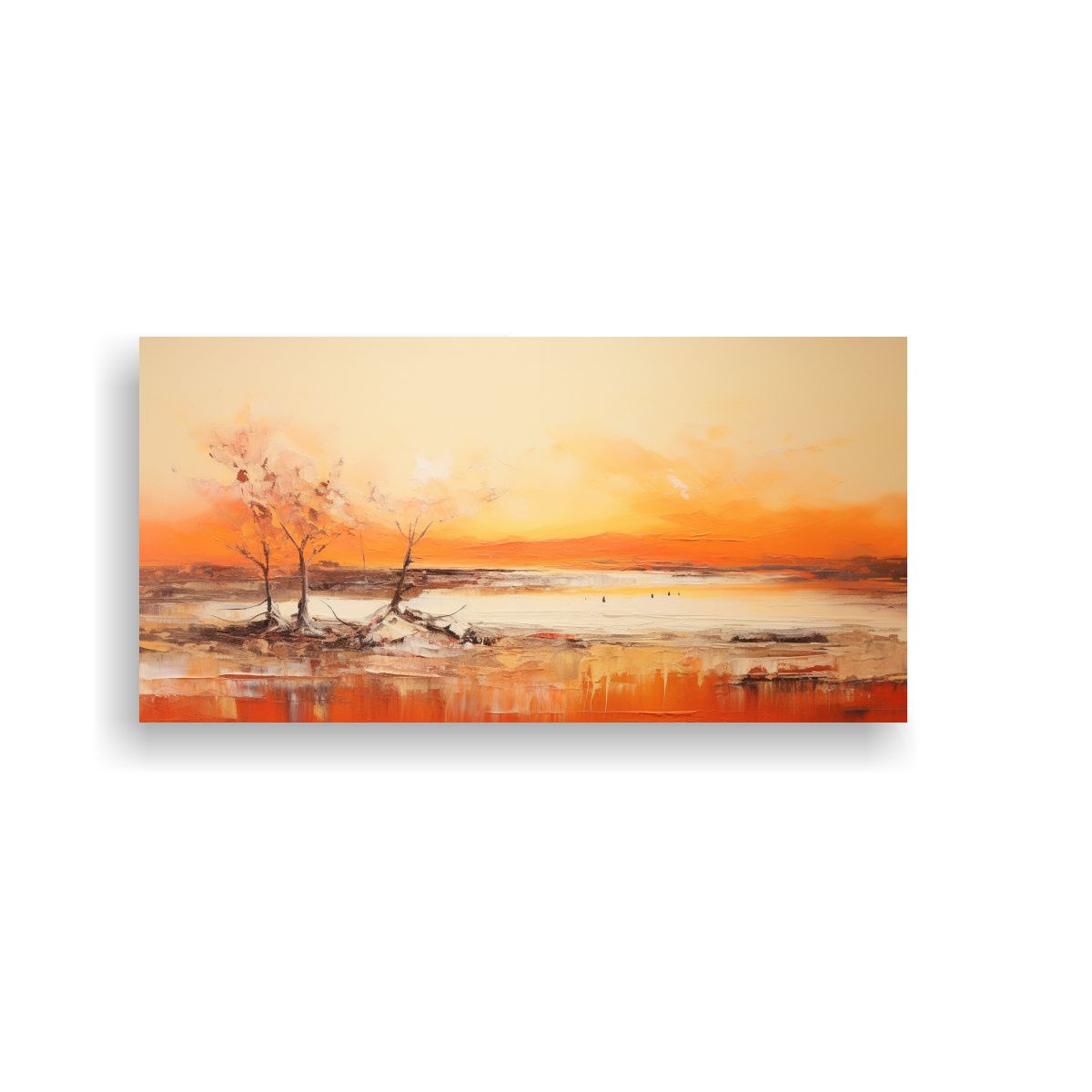 GENERICO - Pintura Abstracta Paisaje Con Colores Naranja 80x40 Cm