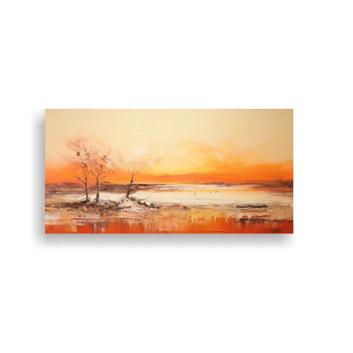 GENERICO - Pintura Abstracta Paisaje Con Colores Naranja 80x40 Cm