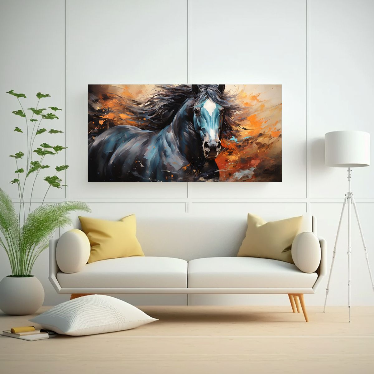 GENERICO - Lienzo Fotografía Barato Caballo Shire Estilo 100x50 Cm