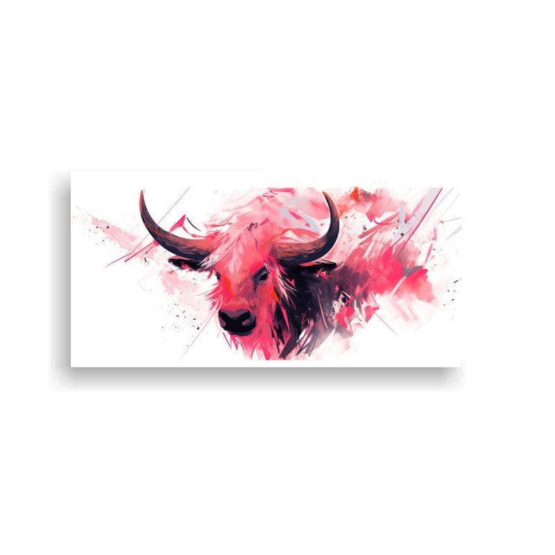 GENERICO - Pintura Alegre De Un Yak En Rosa Estilo Neo Pop 80x40 Cm