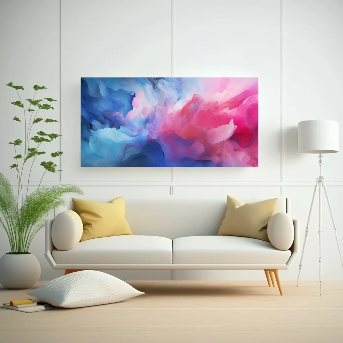 GENERICO - Cuadros Abstractos Vibrantes En Gris Y Azul Con 100x50 Cm