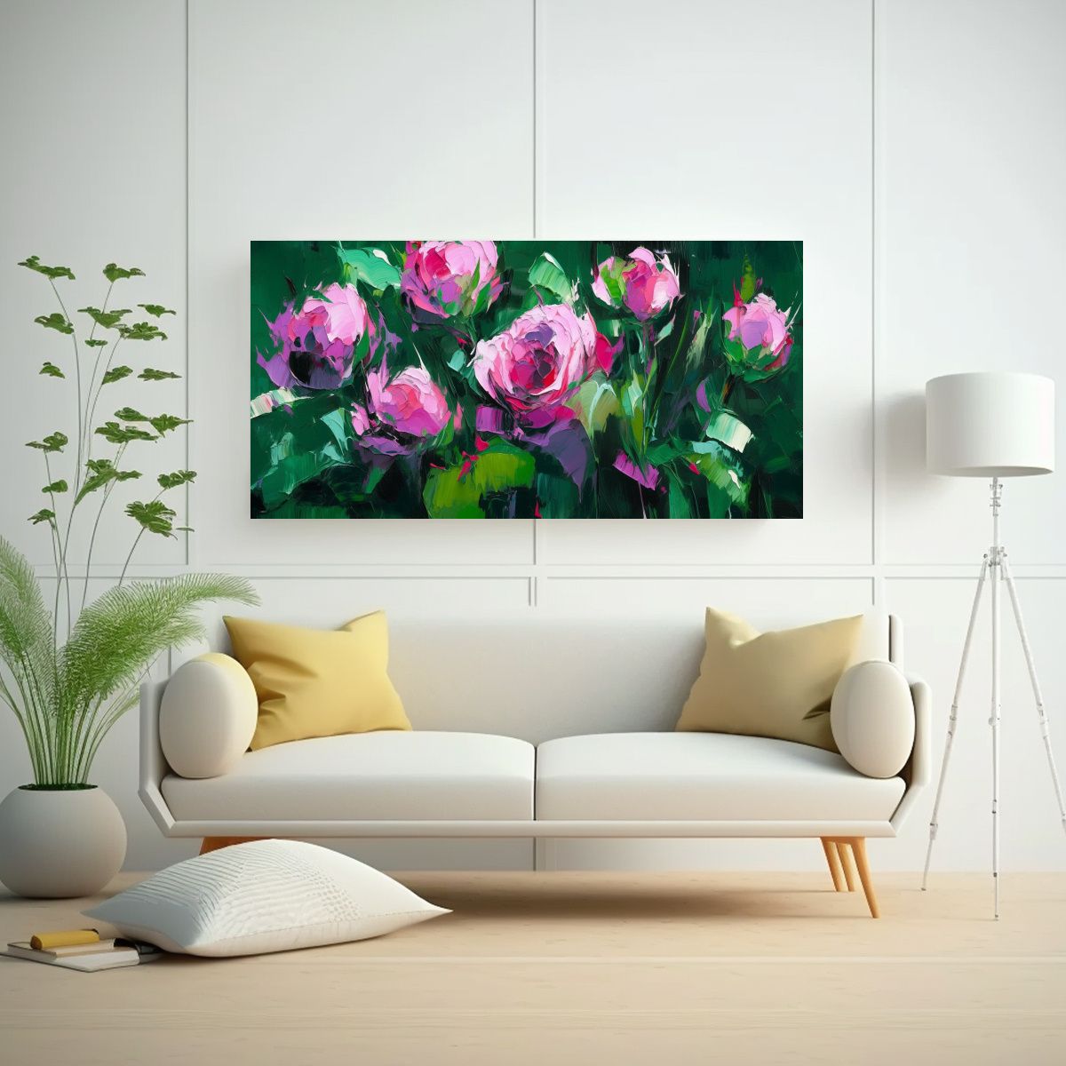 GENERICO - Pintura En Lienzo De Flores En Forma De 100x50 Cm