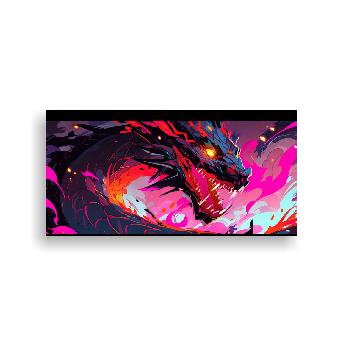 GENERICO - Pintura Lienzo Moderna Dragón En Vibrantes 60x30 Cm