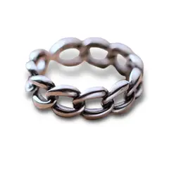 GOIA - Anillo cadena Vintage Unisex - Plata Ajustable