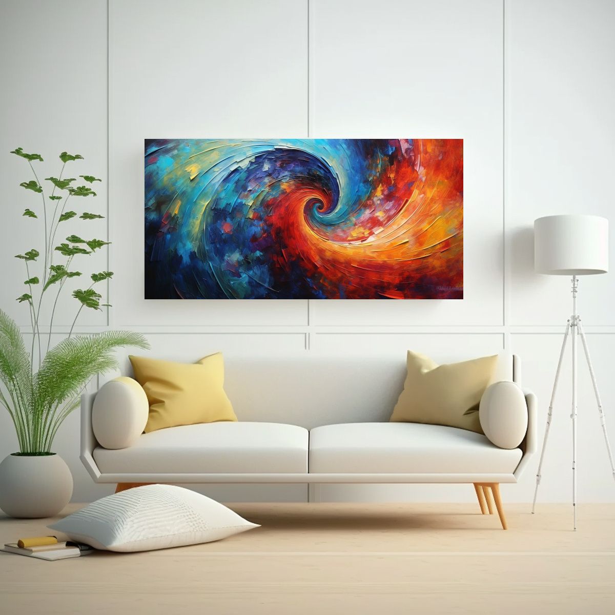 GENERICO - Cuadro Vitalidad Con Dos Remolinos De Colores En 80x40 Cm