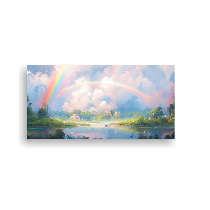 GENERICO - Cuadro Paisaje Abstracto Con Colores Arcoíris Y 100x50 Cm