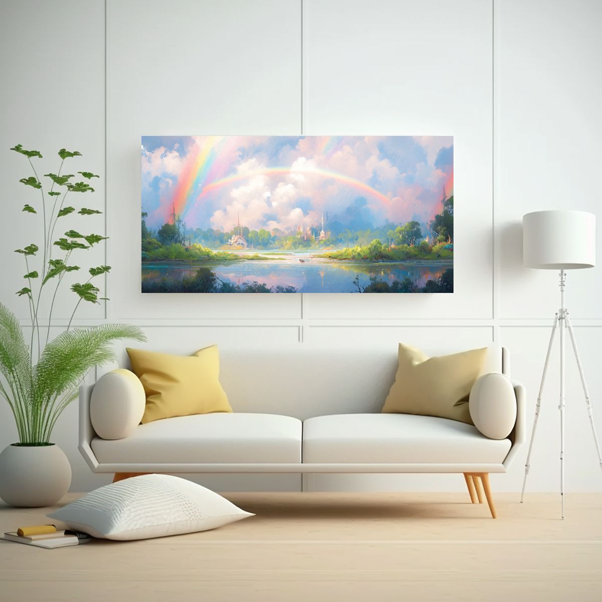 GENERICO - Cuadro Paisaje Abstracto Con Colores Arcoíris Y 100x50 Cm