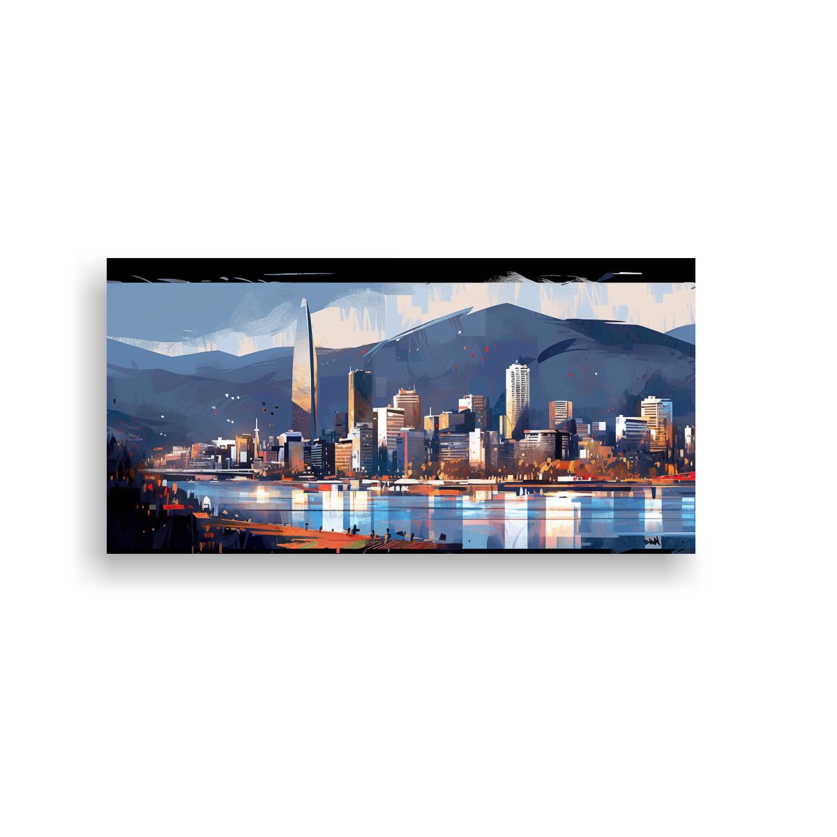 GENERICO - Pinturas Decorativas En Tonos Marrón Y Azul En 100x50 Cm