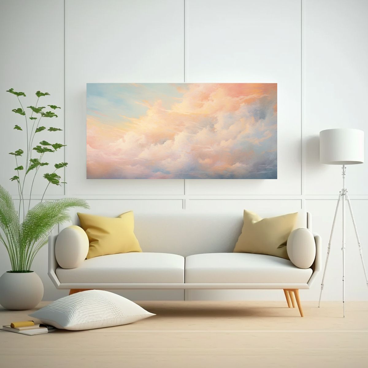 GENERICO - Cuadro Moderno Sala Amanecer Cielo Pastel 80x40 Cm
