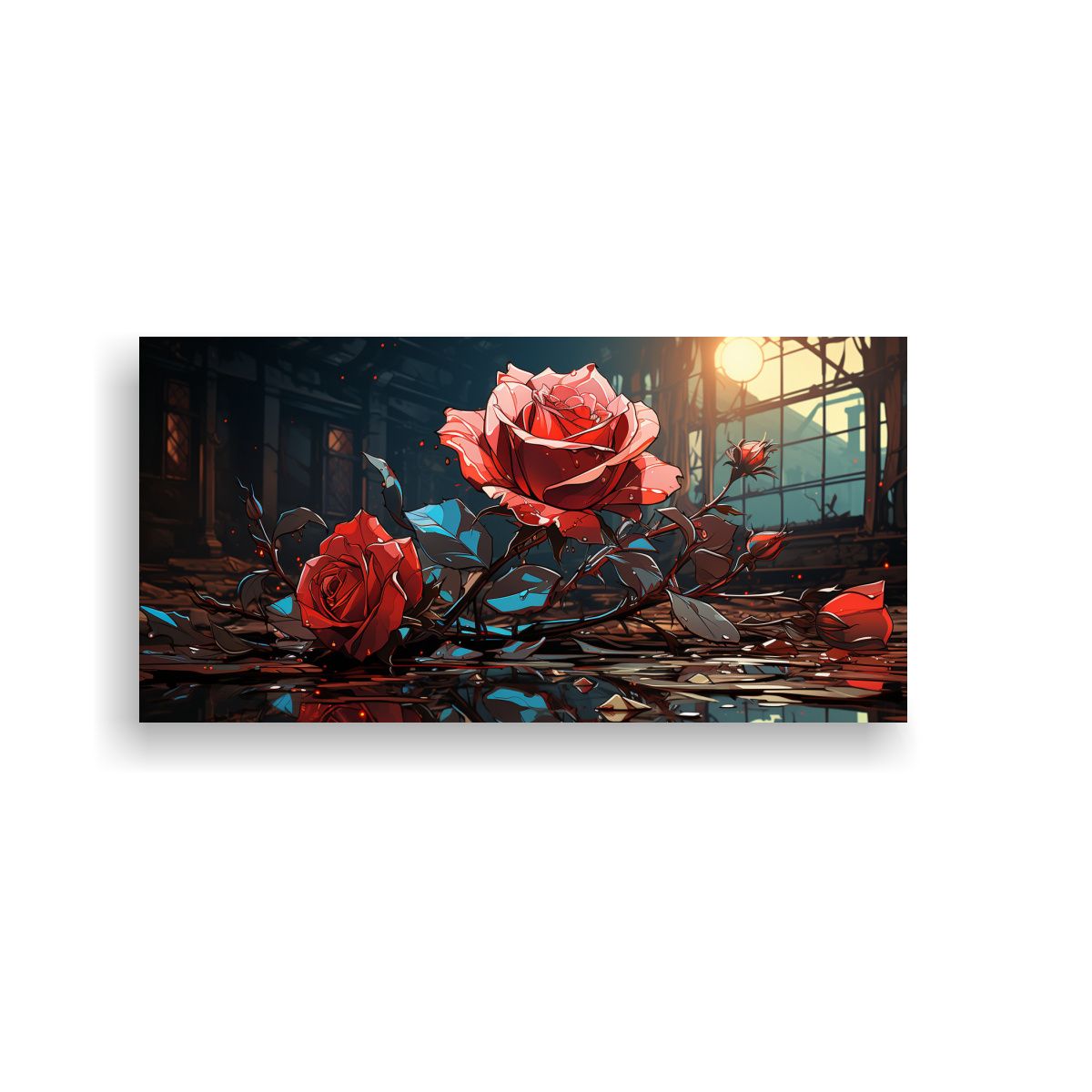 GENERICO - Pintura Decorativa De Una Rosa Con Gotas Que 80x40 Cm