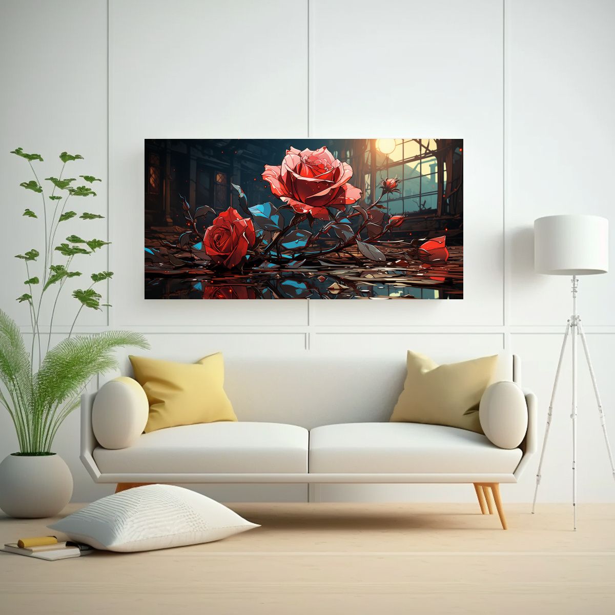 GENERICO - Pintura Decorativa De Una Rosa Con Gotas Que 80x40 Cm