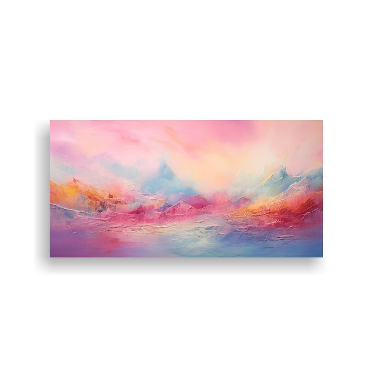GENERICO - Pintura Abstracta Paisaje Arcoíris Y Rosa Para 60x30 Cm