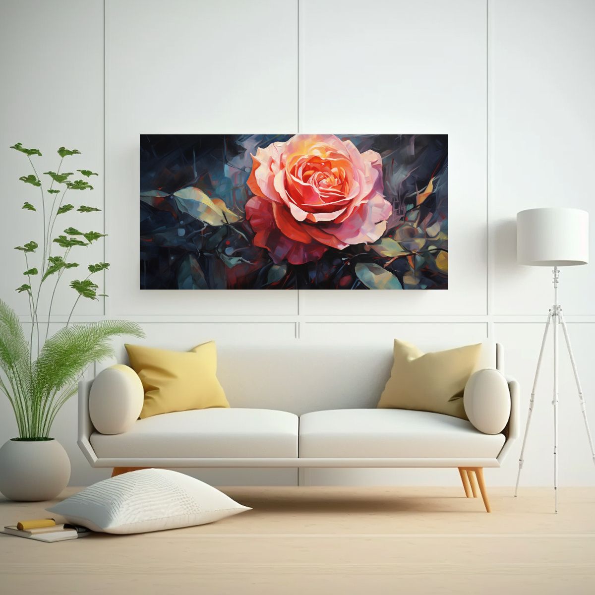 GENERICO - Cuadro Abstracto De Rosas En Estilo Estilo óleo 100x50 Cm