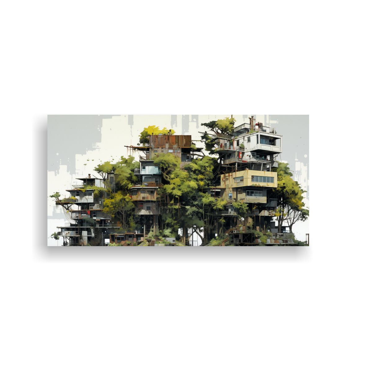 GENERICO - Pintura Urbana Sobre Árboles En Escenario 60x30 Cm