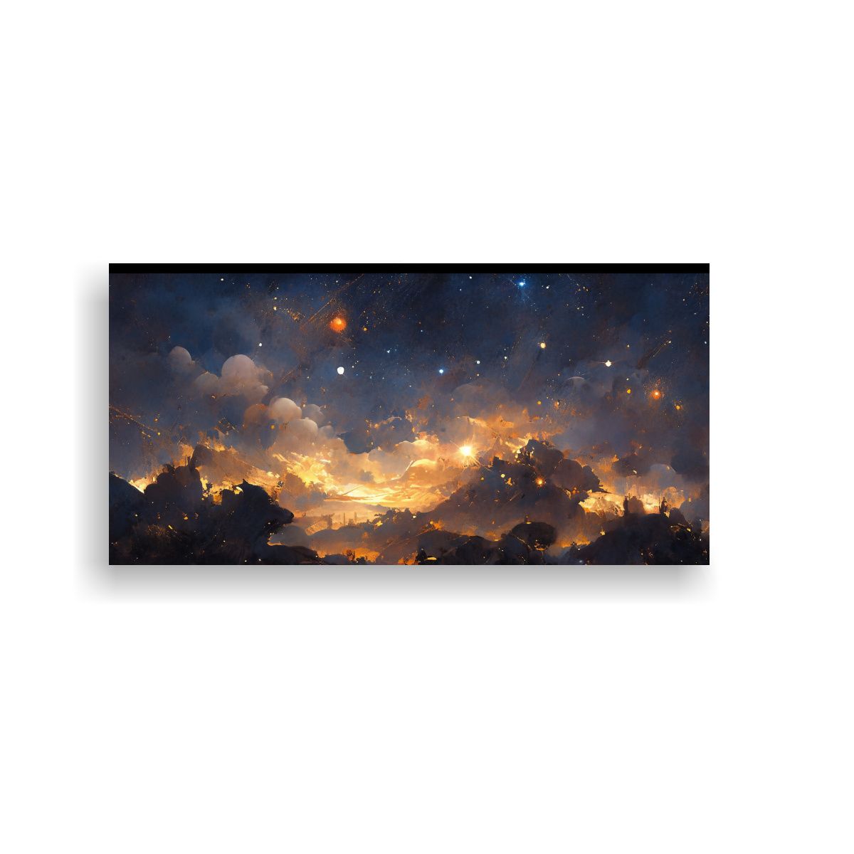 GENERICO - Cuadro Abstracto Nocturno Con Efecto Visual De 80x40 Cm