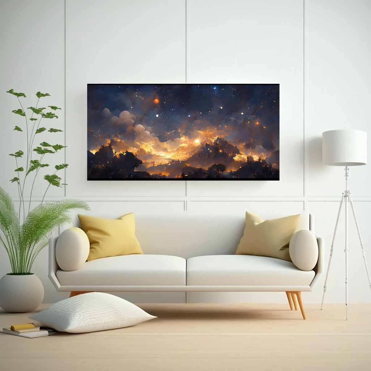 GENERICO - Cuadro Abstracto Nocturno Con Efecto Visual De 80x40 Cm