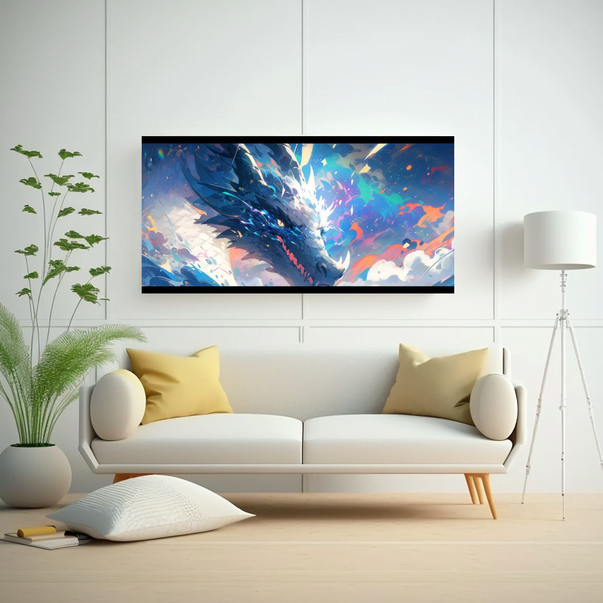 GENERICO - Cuadro En Bastidor Estilo Galería Dragón En 100x50 Cm