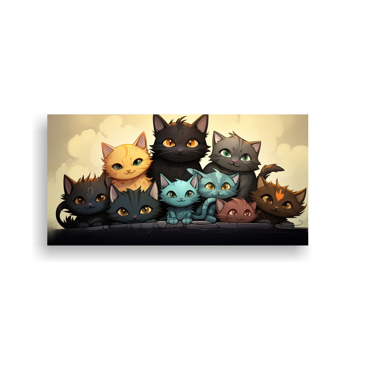 GENERICO - Pinturas Decorativas Gatos Negros Modernos En 60x30 Cm