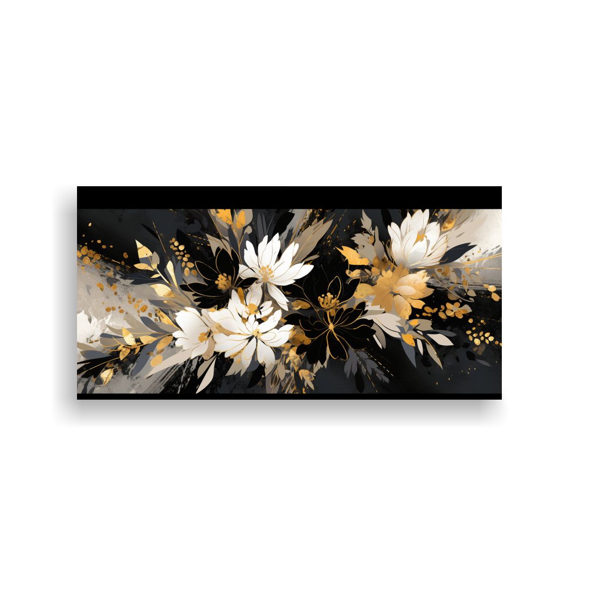 GENERICO - Lienzo Hermoso En Tonos Oro Y Negro En Ambiente 80x40 Cm